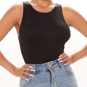 NWT Double Lined Black Bodysuit,Size Large,Fashion Nova Body Suit